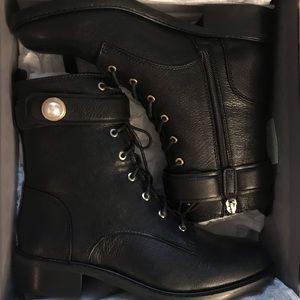 Vince Camuto 10M Black Leather Moto Boots